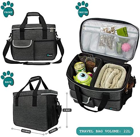 PetAmi Dog Travel Bag Organizer, Pet Supplies Diaper Tote, Dark Gray Medium - Image 2