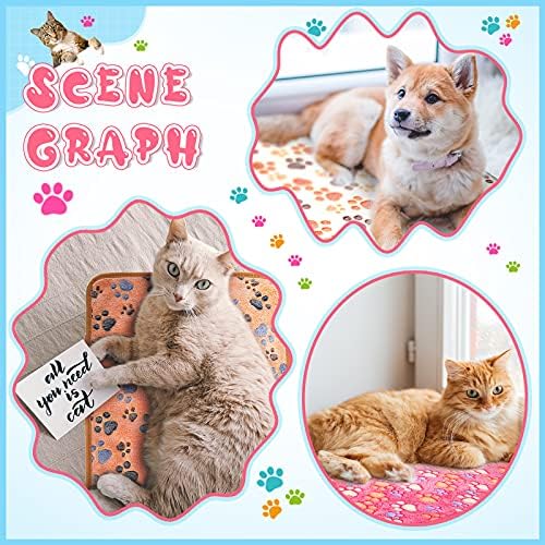 Tatuo 4 Pcs Fleece Dog Blankets for Puppy Cat, Cream, 24 x 16 in, Paw - Image 4