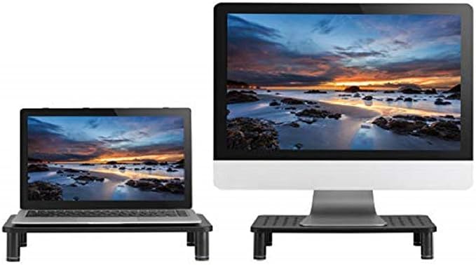 Husky Mounts 2-Pack Monitor Riser Laptop Stand, Adjustable Legs, Stackable, 14.5 x 9.25 x 3.125 Inches Max Height, Matte Black Steel-Black. - Image 2