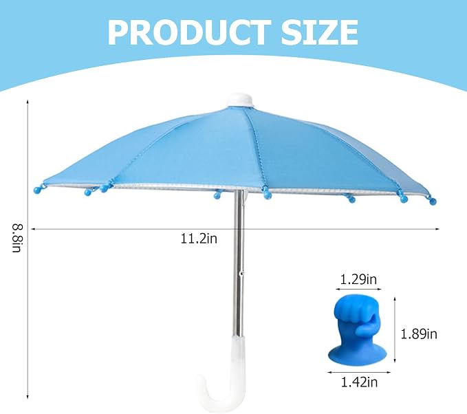 Phone Umbrella Stand, Sun Shade Mini Umbrella for Cell Phone with Adjustable Fist Style Suction Cup, Universal Anti-Glare Sun Visor for Outdoor - Image 2