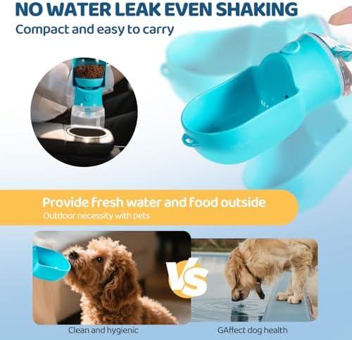 Dog Water Bottle with Food Storage Compartment Portable Pet Dispenser Dogs Stuff Water Bottle Puppy Supplies Portable Travel Dogs Bowls Dog Accessories for Walking and Hiking - Image 4