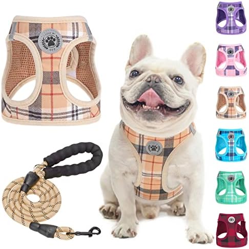 BEAUTYZOO Dog Harness Medium Sized and Leash Set,No Pull Pet Vest - Beige,M by BEAUTYZOO
