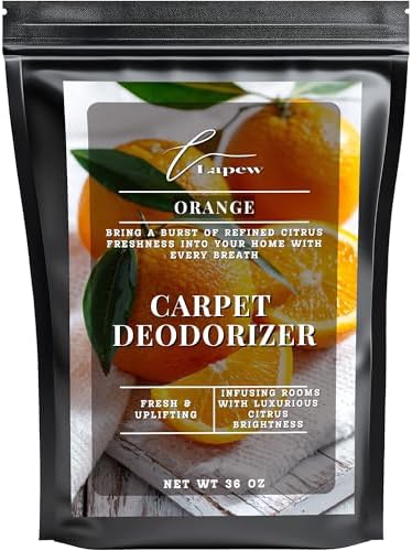 Lapew Orange Carpet Deodorizer Powder - Pet Safe Freshener for Vacuuming | Scented Odor Eliminator for Home | 36 oz by Lapew