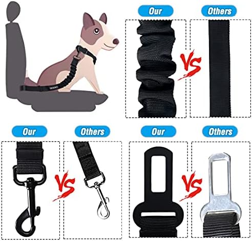 COOYOO Dog Seat Belt,3 Piece Set Retractable Dog Car Harness Adjustable for Vehicle Nylon Pet Safety Heavy Duty & Elastic - Image 4