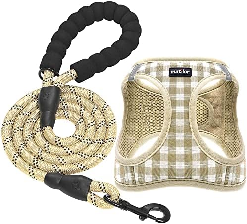 Dog Harness Step-in Breathable Puppy Cat Vest, Medium, Beige Check by matilor