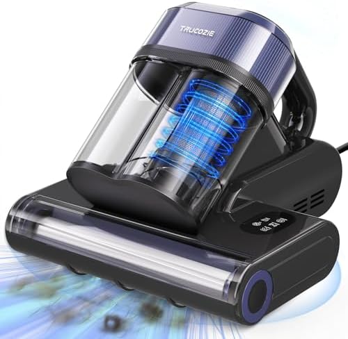 Mattress Vacuum Cleaner with 275nm UV-C Light & 149℉ Heat, 16Kpa Powerful Suction Bed Vacuum for Pet Hair & Dander, Smart Dust Sensor, Anion & Aromatherapy, Corded for Bed, Sofa, Couch, Purple by TrucozieHome