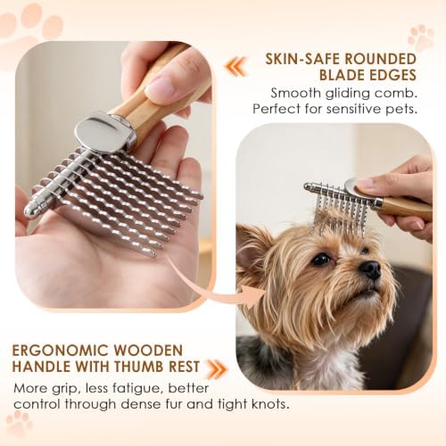 Pet Dematting and Deshedding Comb for Long & Short Dogs and Cats - Image 5
