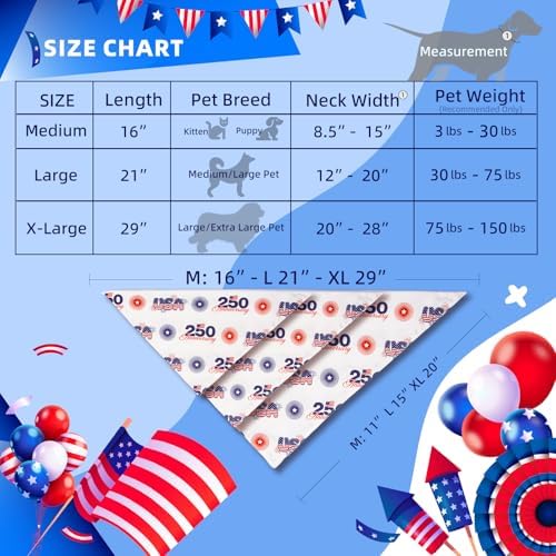 250th Anniversary Dog Bandana, American Flag Triangle Scarf, Adjustable Snap Button Patriotic Neckwear for Giant Breeds 75lbs+ - Image 6