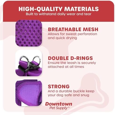 Downtown Pet Supply Step-in Dog Harness – No Pull, Adjustable Padded Mesh with Reflective Trim, Secure Buckle Strap – Comfortable & Breathable Small Dog Harness, Smal, Purple - Image 4