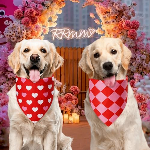 Valentines Dog Bandanas XLarge 3PCS, 6 Pattern Scarf for Boy Girl - Image 4