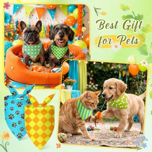 Weewooday 50 Pcs Cartoon Dog Bandana Bulk for Hippie Paw Print Flower Adventure Cute Triangle Soft Dog Bibs Summer Theme Birthday Party Supplies for Small Medium Large Costume 19.7 x 13.8 x 13.8 Inch - Image 4