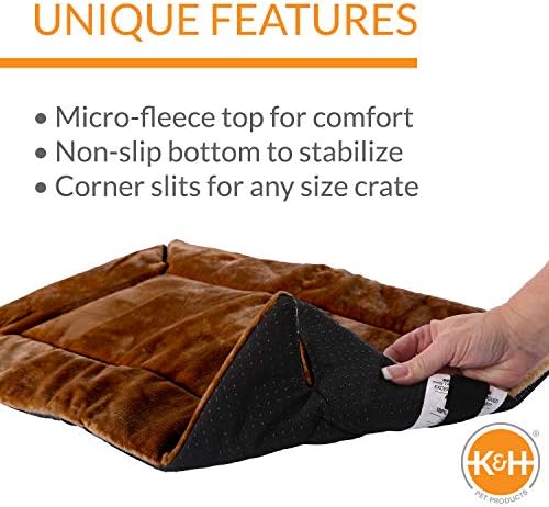 K&H PET PRODUCTS Self-Warming Crate Pad Mocha X-Small 14 x 22 Inches - Image 3