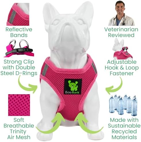 EcoBark Pink XXXS Dog Harness, Soft Mesh No Pull Mini Body Halter for Toy Breeds up to 10in, Escape Proof, Recycled Straps, Adjustable, Teacup Dog Harness Vest Under 5lbs - Image 5