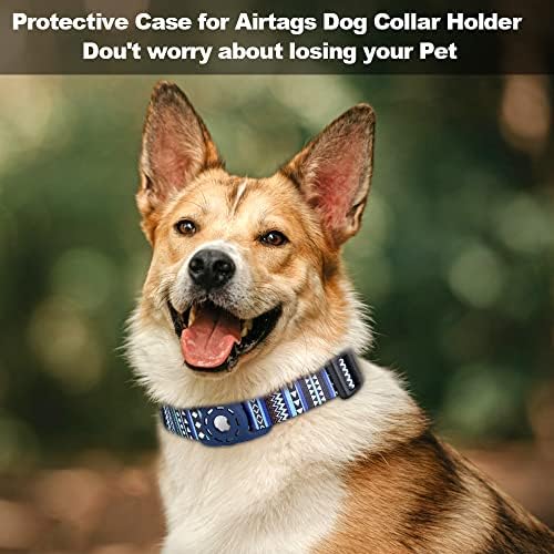 Dog Collar, Compatible with AirTag, Polyester Pet Cat Puppy Collar for Small, Medium, Large, and Extra Large Dogs, Bohemia Navy, L: 14.9-24.8 inch Neck - Image 2