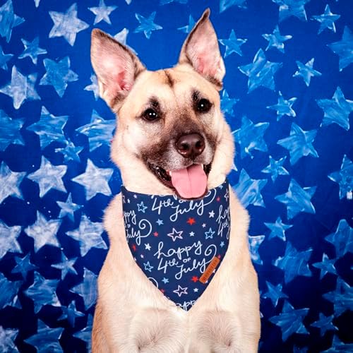 ADOGGYGO American Flag Dog Bandana, White Blue 4th of July Flag Pet Scarf, Premium Durable Fabric, Adjustable Fit 4th of July Bandanas for Extra Large Dogs Pets (X-Large) - Image 2