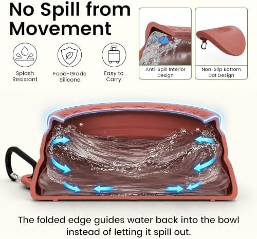 OHMO Spill Proof Collapsible Dog Bowl, 24oz Portable Dog Water Bowl - Image 2