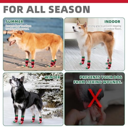 KOOLTAIL Anti Slip Dog Socks for Hot/Cold Pavement to Prevent Licking Paws, Dog Boots&Paw Protector with Grippers for Hardwood Floors, Traction Control No Twist Booties for Small Medium Large Dogs - Image 6