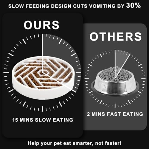 TOBYTO Slow Feeder Dog Bowls Large Medium Breed,Anti-Choking Slow Eating Dog Food Bowl,Non Slip Pet Slower Food Feeding Bowls Large Puzzle Slow Feeder Bloat Stop Maze Dog Dishes,White - Image 4
