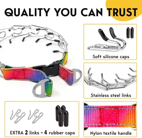 PetJett Prong Collar for Dogs Training Collar Adjustable Choke Collar for Dog Quick Release Pinch Collar for Dog for Small Medium Large Dogs No Pull Walking Tool - Stainless Steel Metal Choker Chain - Image 6
