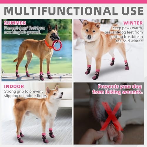KOOLTAIL Anti Slip Dog Socks to Prevent Licking Paws,Dog Shoes for Hot Pavement & Hardwood Floors,Durable Soft Double Sided Grippy Socks for Small Medium Large Dogs, Traction Control for Senior Dogs - Image 2