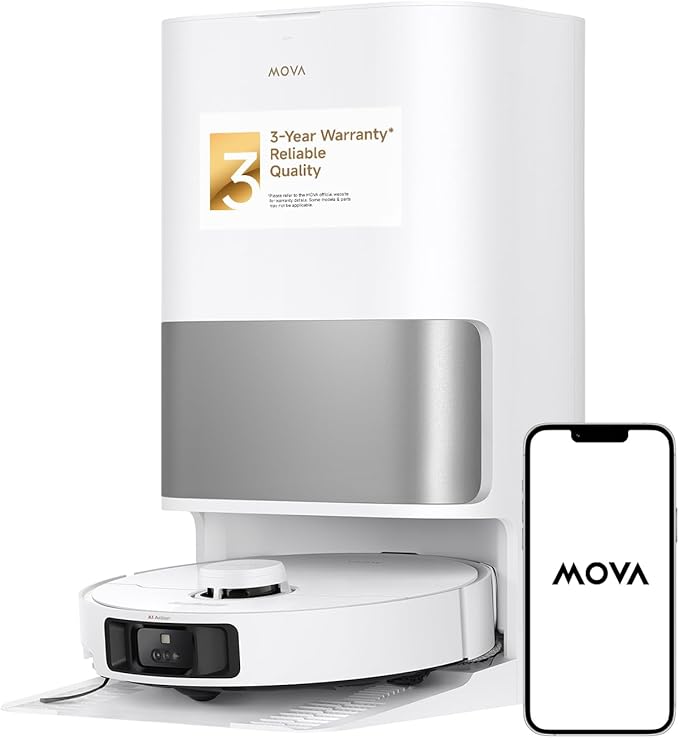 MOVA P10 Pro Ultra Robot Vacuum and Mop 13,000Pa Suction, 140°F Hot Water Auto Mop Washing & Drying, Dual Spinning Extenable Mop,10.5mm Lifting for Carpet, 360°Obstacle Avoidance, App Control by MOVA