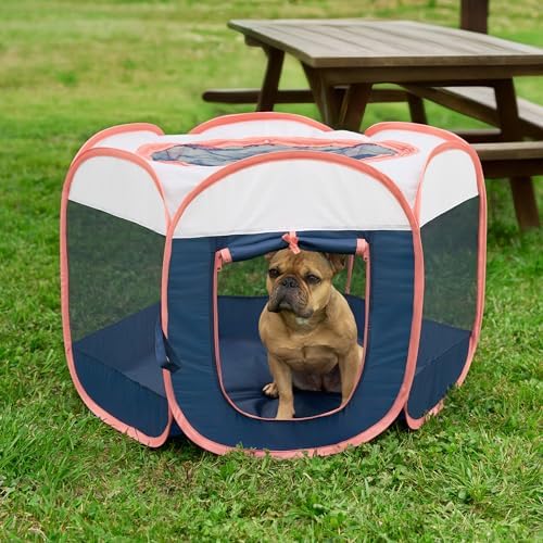 Furhaven Portable Dog Playpen Cat Tent, Pet Playground,Kennel Foldable Indoor Outdoor Zippered Puppy Crate - Navy, Small - Image 2