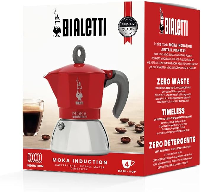 Bialetti - Moka Induction, Moka Pot, Suitable for all Types of Hobs, 4 Cups Espresso (5.7 Oz), Red - Image 2