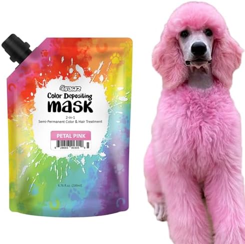 OPAWZ Pet Color Depositing Mask, 2-in-1 Semi-Permanent Dog Hair Dye and Hair Treatment, Pet Hair Dye for Dogs Cats and All Pets Can be Bathed (Petal Pink, 6.76 fl.oz / 200mL) by OPAWZ