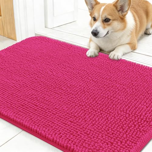 OLANLY Dog Door Mat for Muddy Paws 30x17, Super Absorbent Chenille Mud Mat by OLANLY