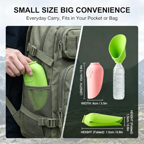 2 Pack Silicone Dog Water Bottle Attachment, Portable Slip-On Pet Water Bowl, Fits Standard Water Bottles for Walking Hiking Travel, Pink & Green - Image 7