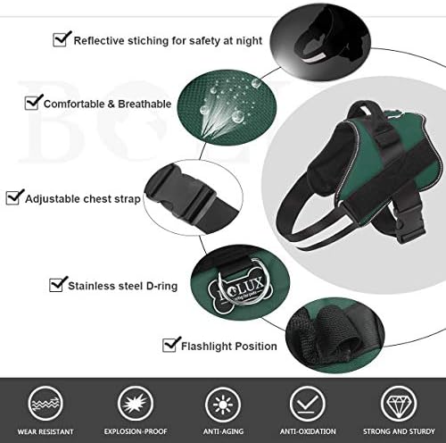 Bolux Dog Harness, No-Pull Reflective Dog Vest, Breathable Adjustable Pet Harness with Handle for Outdoor Walking - No More Pulling, Tugging or Choking (Dark Green, L) - Image 2