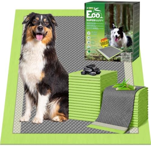 CROCI Charcoal Puppy Pads with Adhesive Tabs 2X Odor Control 30x36in 30Ct by CROCI