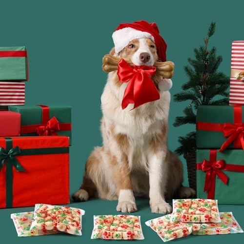 Pasimy 300 Pcs Paw Dog Treat Bags Clear Cellophane, Christmas Color - Image 5