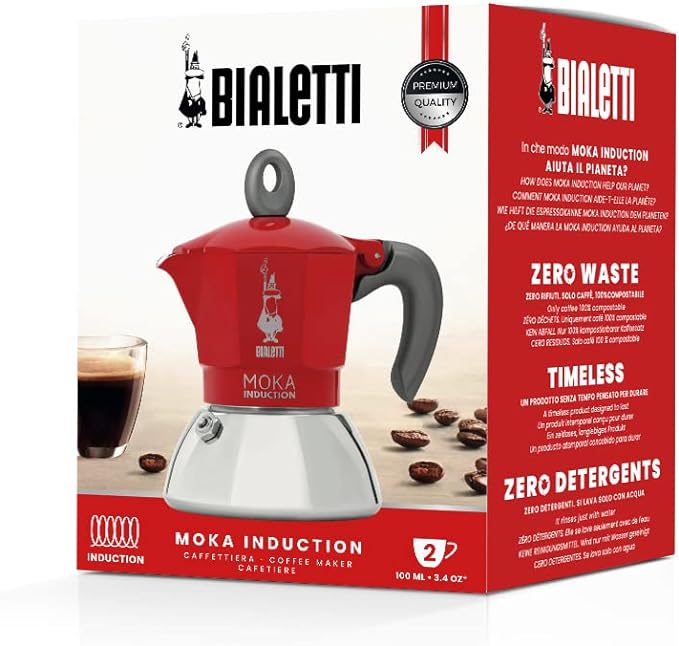 Bialetti - Moka Induction, Moka Pot, Suitable for all Types of Hobs, 2 Cups Espresso (2.8 Oz), Red - Image 6