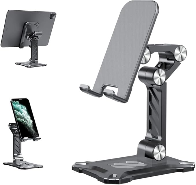 Phone Stand for Desk. Foldable Desktop Mobile Phone Stand with Angle Height Adjustable, Portable Office Cell Phone Holder, Cradle, Dock. Fits All 4.7-13in iPhone/Smartphone/iPad/Tablet. by Pezixueran