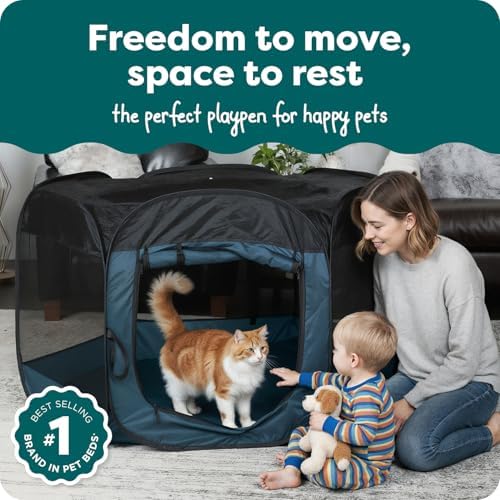 FurHaven Soft-Sided Dog & Cat Playpen, Portable Foldable Indoor & Outdoor Pet Playpen with Mesh Windows & Zippered Door, Sailor Blue, Large - Image 2