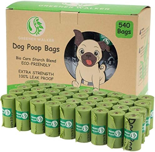 Greener Walker Poop Bags for Dog Waste-540 Bags,Extra Thick Strong 100% Leak Proof Dog Waste Bags (Green) by GREENERWALKER