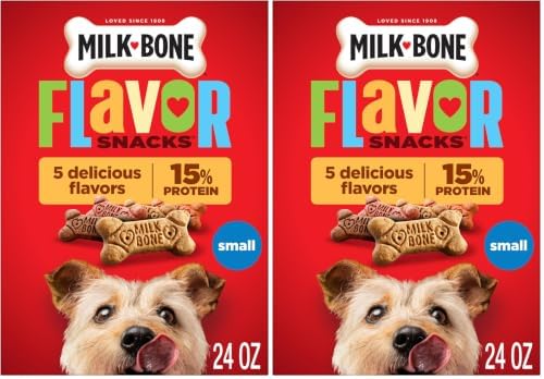 Milk-Bone Flavor Snacks Small Dog Biscuits, Flavored Crunchy Dog Treats, 24 Oz. Box (Pack of 2) by Milk-BoneDogTreats