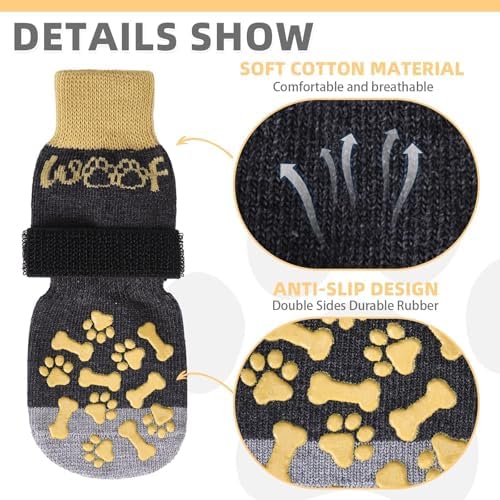 KOOLTAIL Dog Socks Shoes for Hot Pavement to Prevent Licking Paws, Winter Dog Boots & Paw Protector for Hardwood Floors Anti Slip,Traction Control Grip Booties for Small Medium Large Senior Dogs, L - Image 3