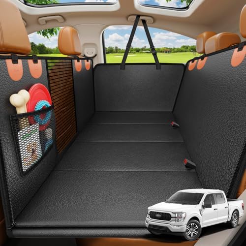 URPOWER PU Leather Hard Bottom Dog Seat Cover for Full-Size Crew Cab Trucks by URPOWER