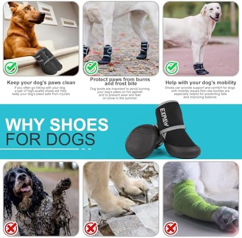 EXPAWLORER Waterproof Dog Shoes for Small Medium Large Dogs, Summer Dog Shoes for Hot Pavement, Hiking Walking, Reflective Dog Booties for Outdoor Snow Rain Days, Anti-Slip Dog Boots & Paw Protectors - Image 5