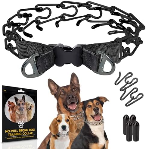 PetJett Prong Collar for Dogs - Adjustable Training Collar No Pull Choke Collar for Dogs, Pinch Collar for Dog, Walking Tool for Small, Medium, or Large Breed - Stainless Steel Metal Choker Chain by PETJETT