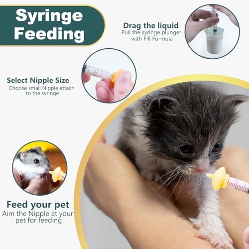 Pet Nursing Kit, Puppy Milk Feeder Bottle, Silicone Feeding Nipple for All Breed of Puppy, Kittens and Other Animals (Pink) - Image 6