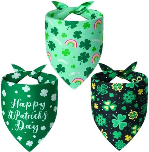 St. Patrick's Day Dog Bandanas XLarge 3PCS, Green Scarf for Boy Girl by Unknown