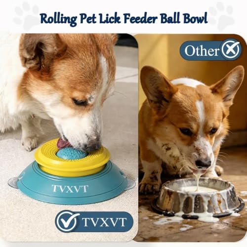 Rolling Lick Feeder Ball Bowl with Suction Cups Anti Slip Slow Feeder Interactive Puzzle Enrichment Toy for Dogs Cats Suitable for Wet Food Yogurt Bone Broth Nutrient Liquid (Green) - Image 6