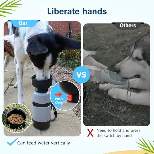 Pecute Upgraded 22 oz Dog Water Bottle with 5 oz Food Container, Portable Dog Travel Water Bottle Dispenser, Leakproof, BPA Free, Lightweight, Pet Water Bottle Bowl for Outdoor Walking Hiking Camping - Image 6