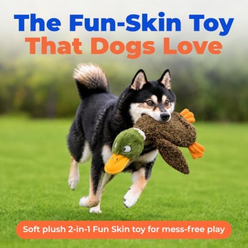 Best Pet Supplies 2-in-1 Fun Skin Stuffless Dog Toy - Wild Duck, Medium - Image 2