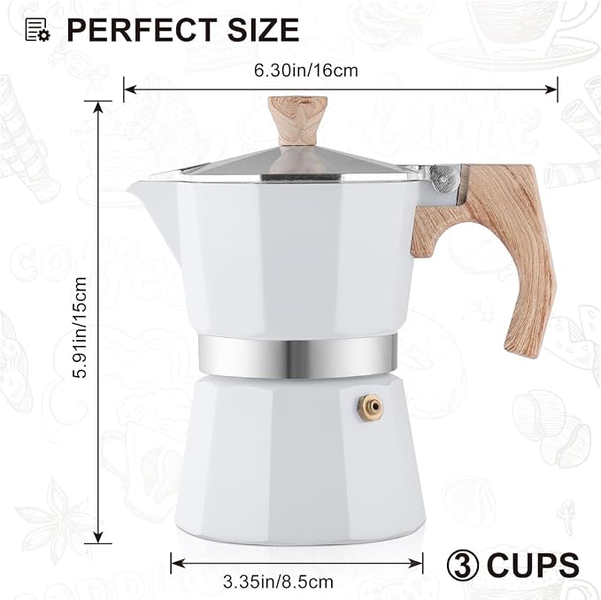 wedrink Stovetop Espresso Maker 3 Cups Moka Pot Cuban Coffee Maker Stovetop Coffee Maker Moka Italian Espresso(150ml) - Image 2