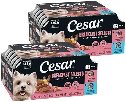 Cesar Classic Loaf Wet Dog Food, Breakfast Selects, 3.5 oz, 12 Count, 2-pk by Cesar