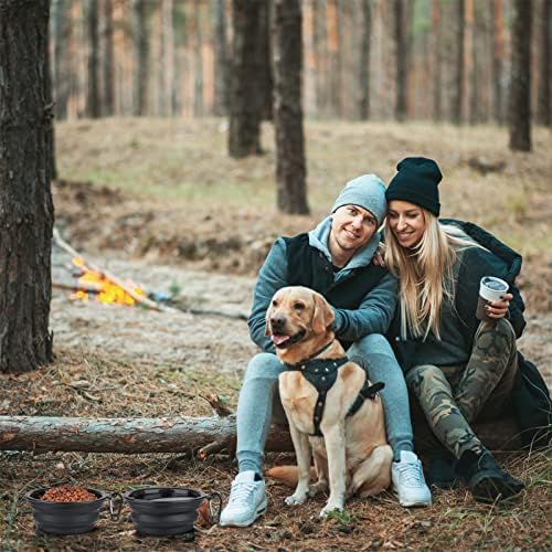 Dog Bowl Pet Collapsible Bowls, 2 Pack Collapsible Dog Water Bowls for Cats Dogs, Portable Pet Feeding Watering Dish for Walking Parking Traveling with 2 Carabiners (Small, Black+Black) - Image 4